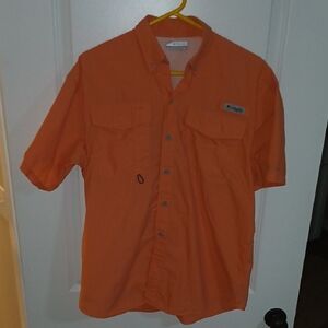 Columbia PFG Men's Vibrant Orange Omni-Shade, Sweat Wicking, Shirt: Size:S/P